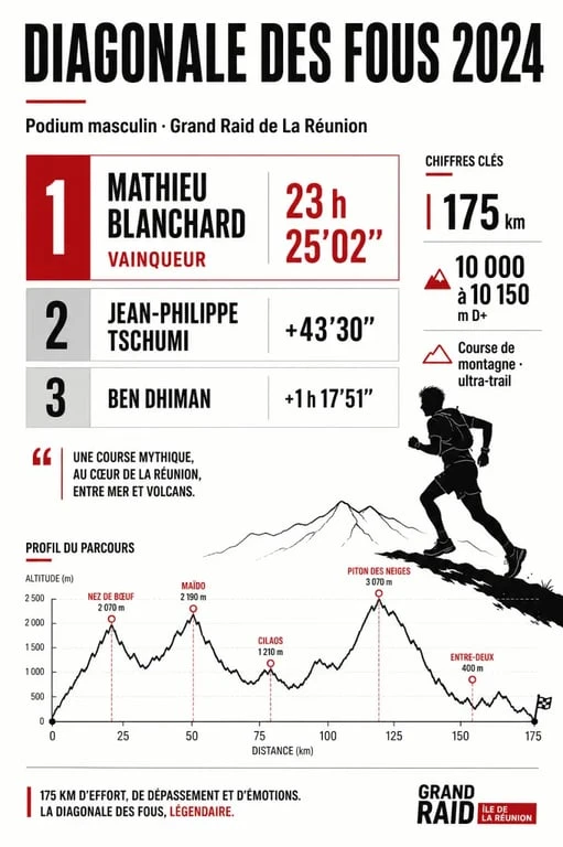 Classement diagonale des fous 2024 avec podium masculin et temps officiels