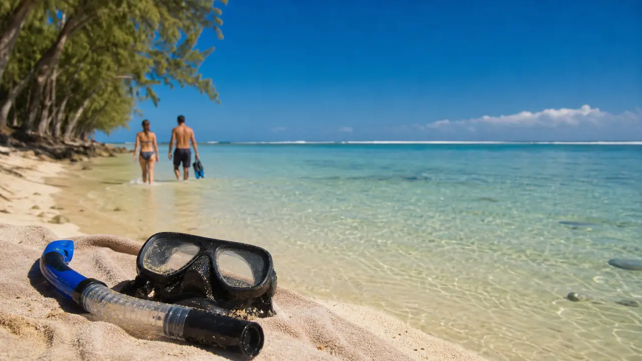 plage la réunion : lagon de l’Ermitage, sable noir et baignade