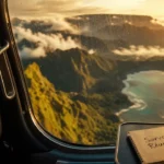 Run helico à La Réunion en hélicoptère : lagon et relief depuis l’appareil
