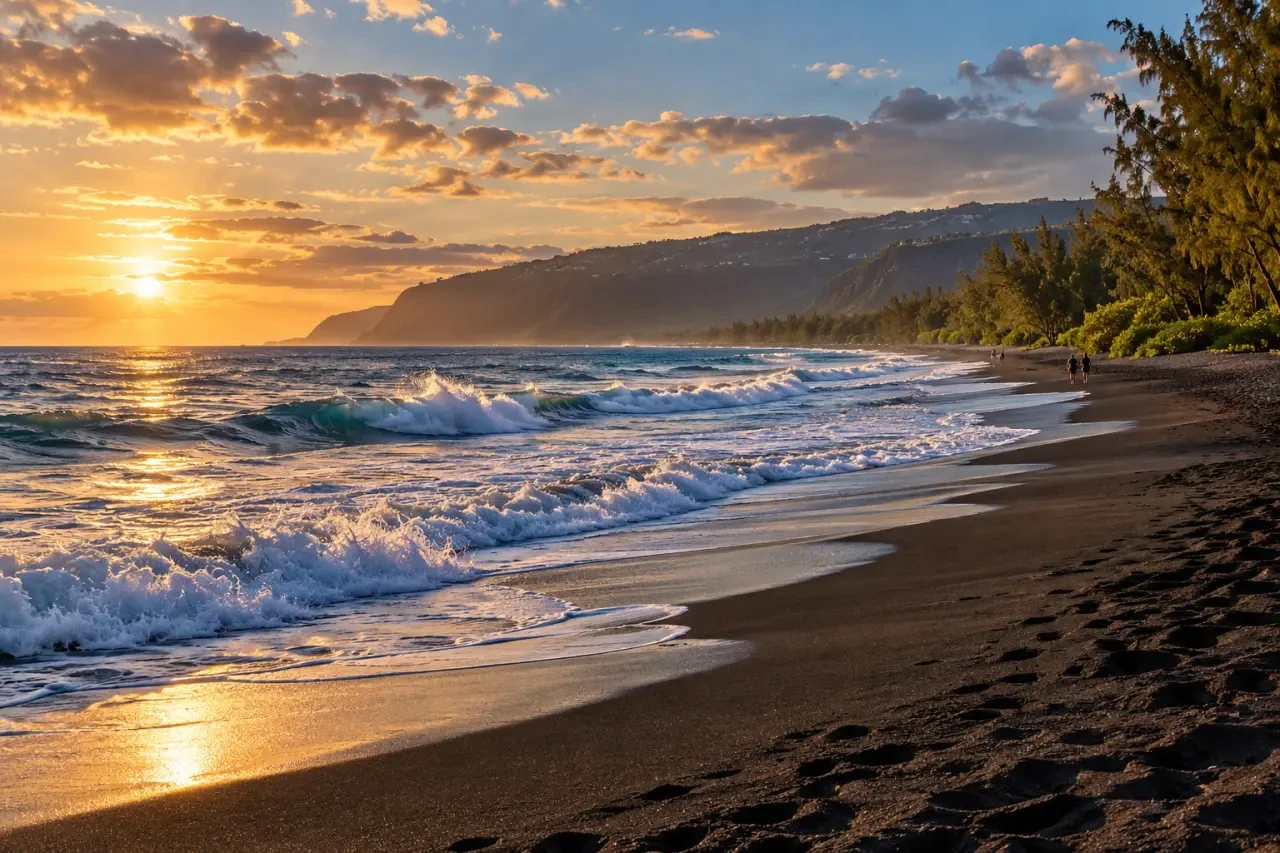 Plage de sable noir de l’Étang-Salé dans le guide des plages de La Réunion